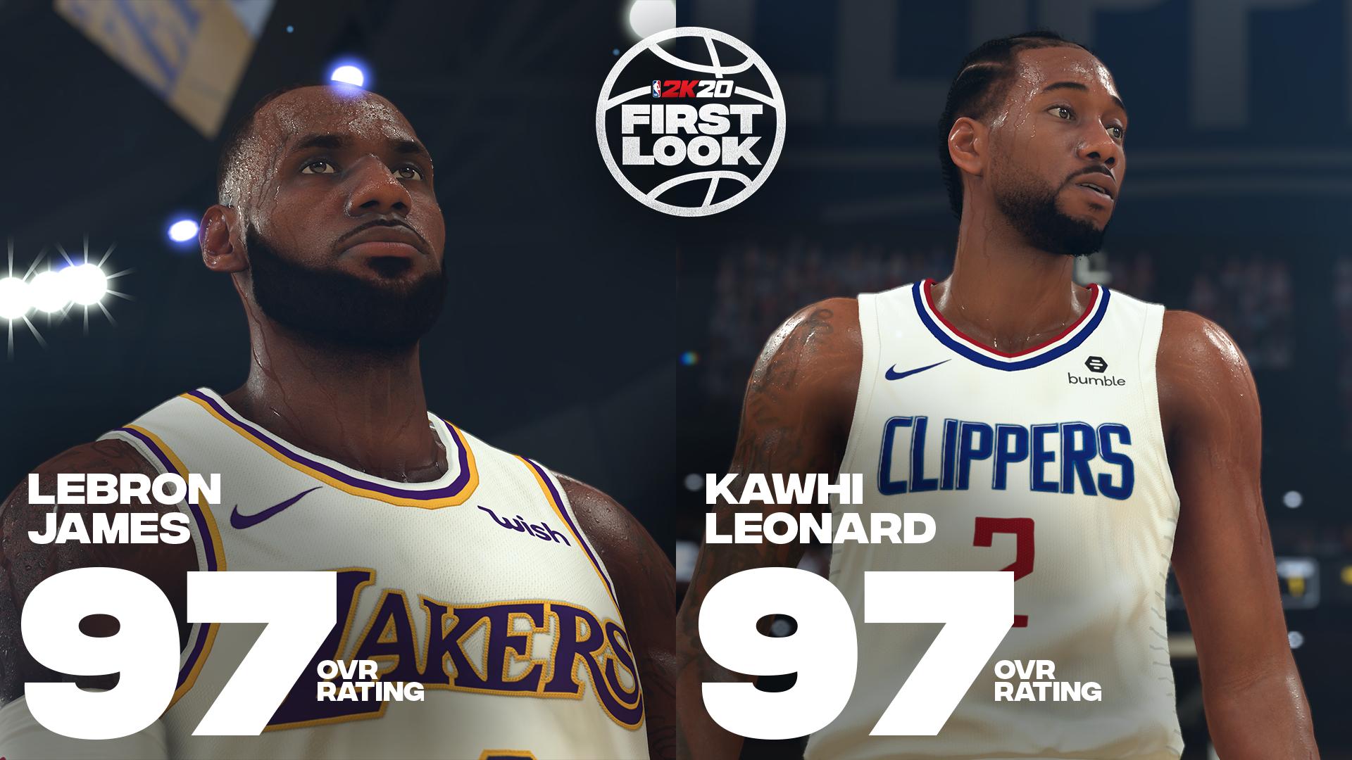 原创nba2k20前十球员榜公开勒布朗詹姆斯夺冠