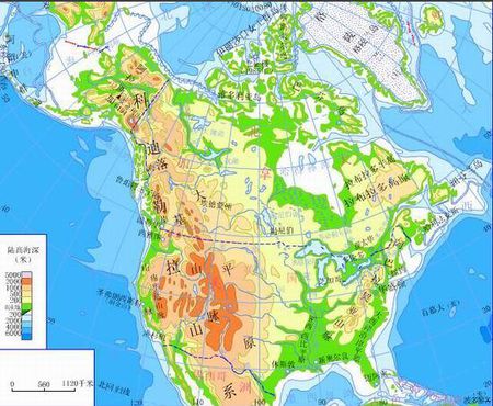 北美洲海岸山脉地图图片