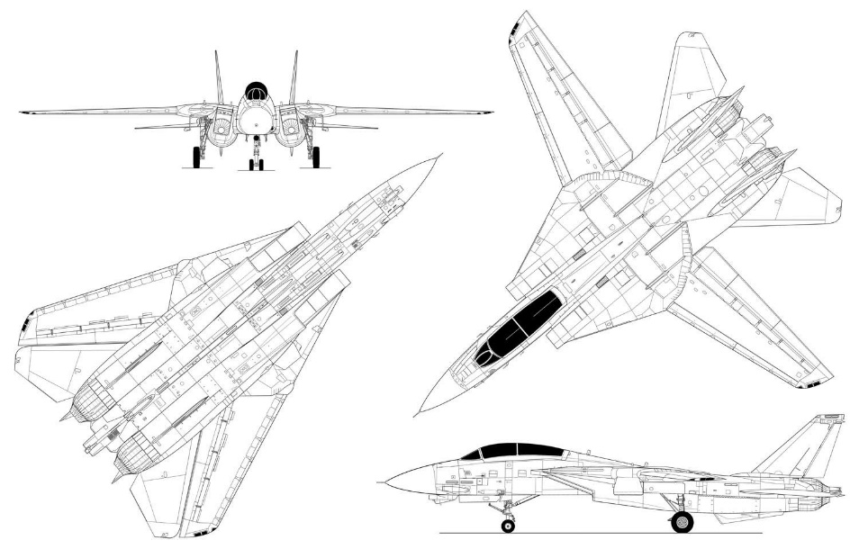 f14雄猫三视图图片