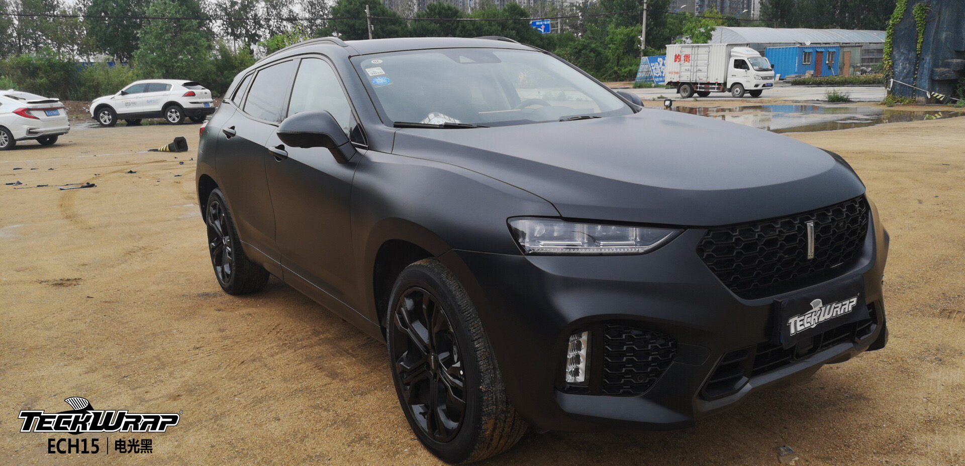 长城vv7汽车改色贴膜teckwrap美国秃鹰ech15电光黑