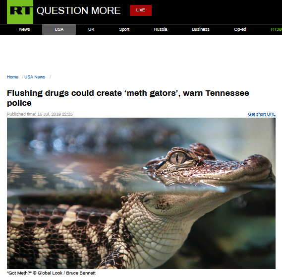小心冰毒鳄美警察警告民众勿将毒品倒马桶防鳄鱼误食