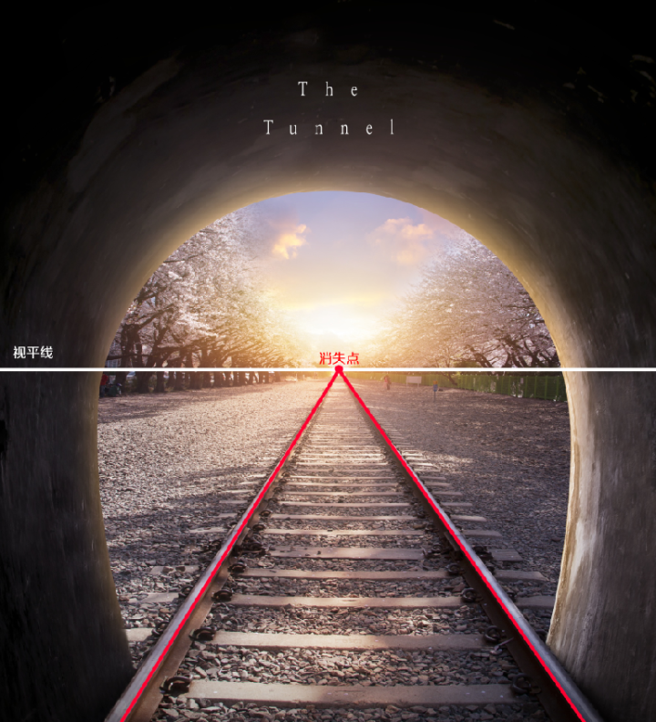 如图所示,地平线就是视平线什么是视平线和消失点若画面以背景为主