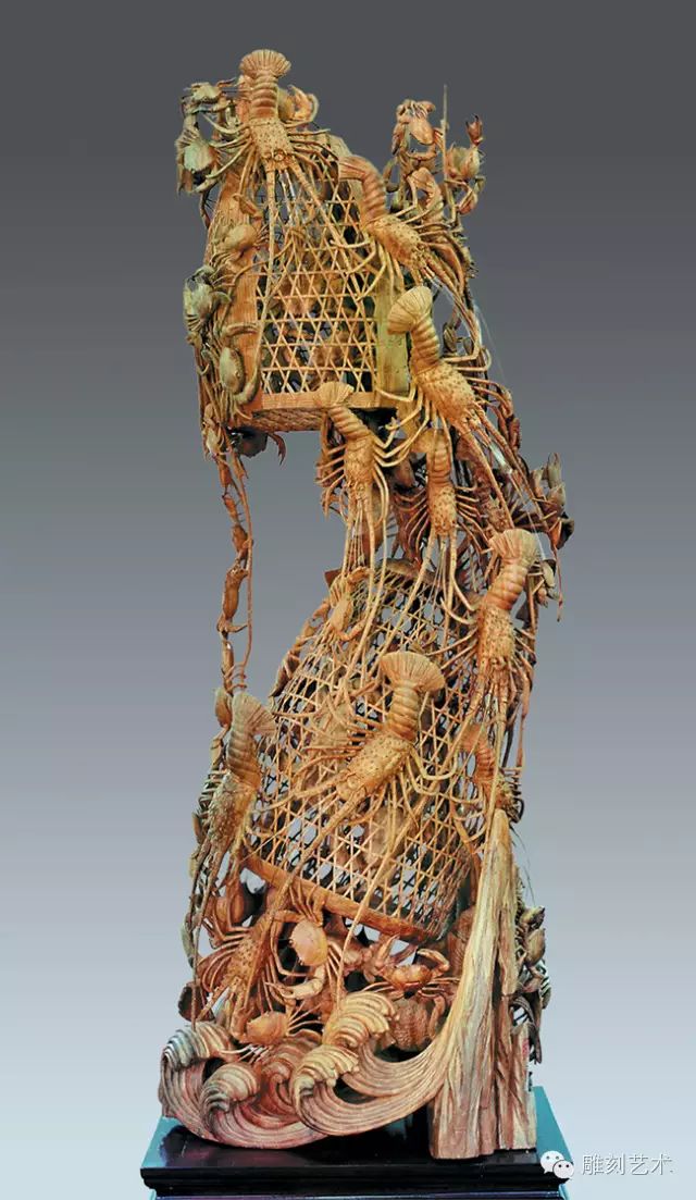 木雕虾蟹篓福建渔民最喜见的丰收