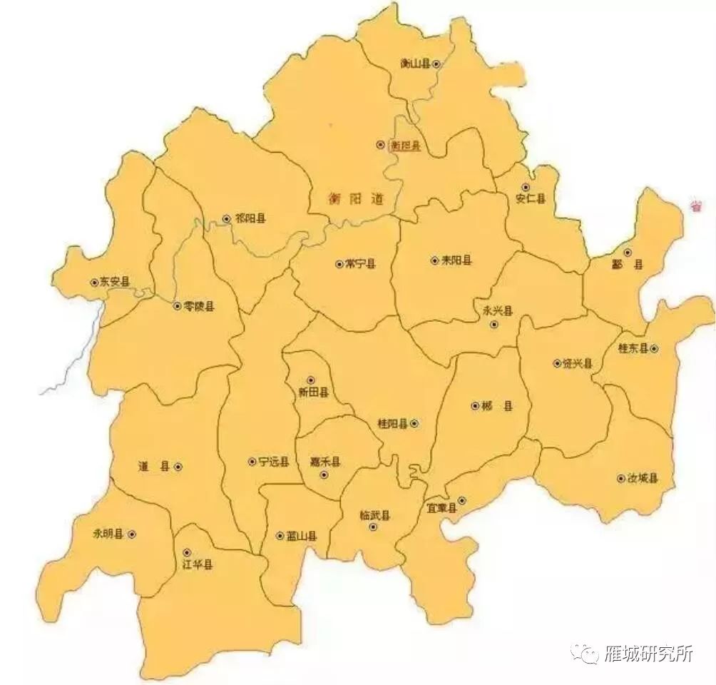 宣统元年,衡永郴桂道和衡州府治所都在衡阳城,地图可以看出,从1756年