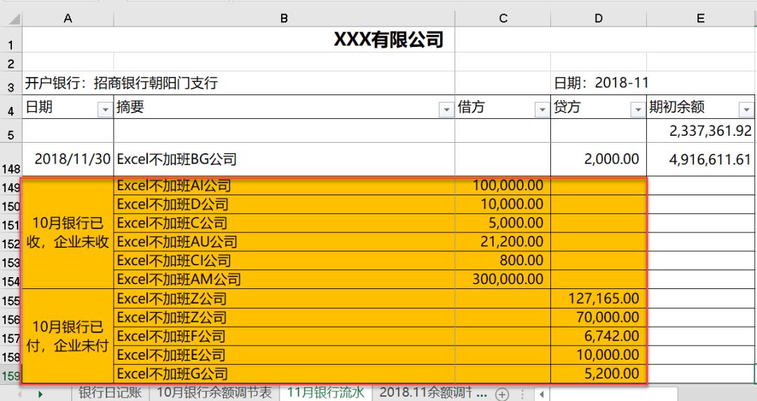 =countif(e:e,e3)=countif(11月銀行流水!