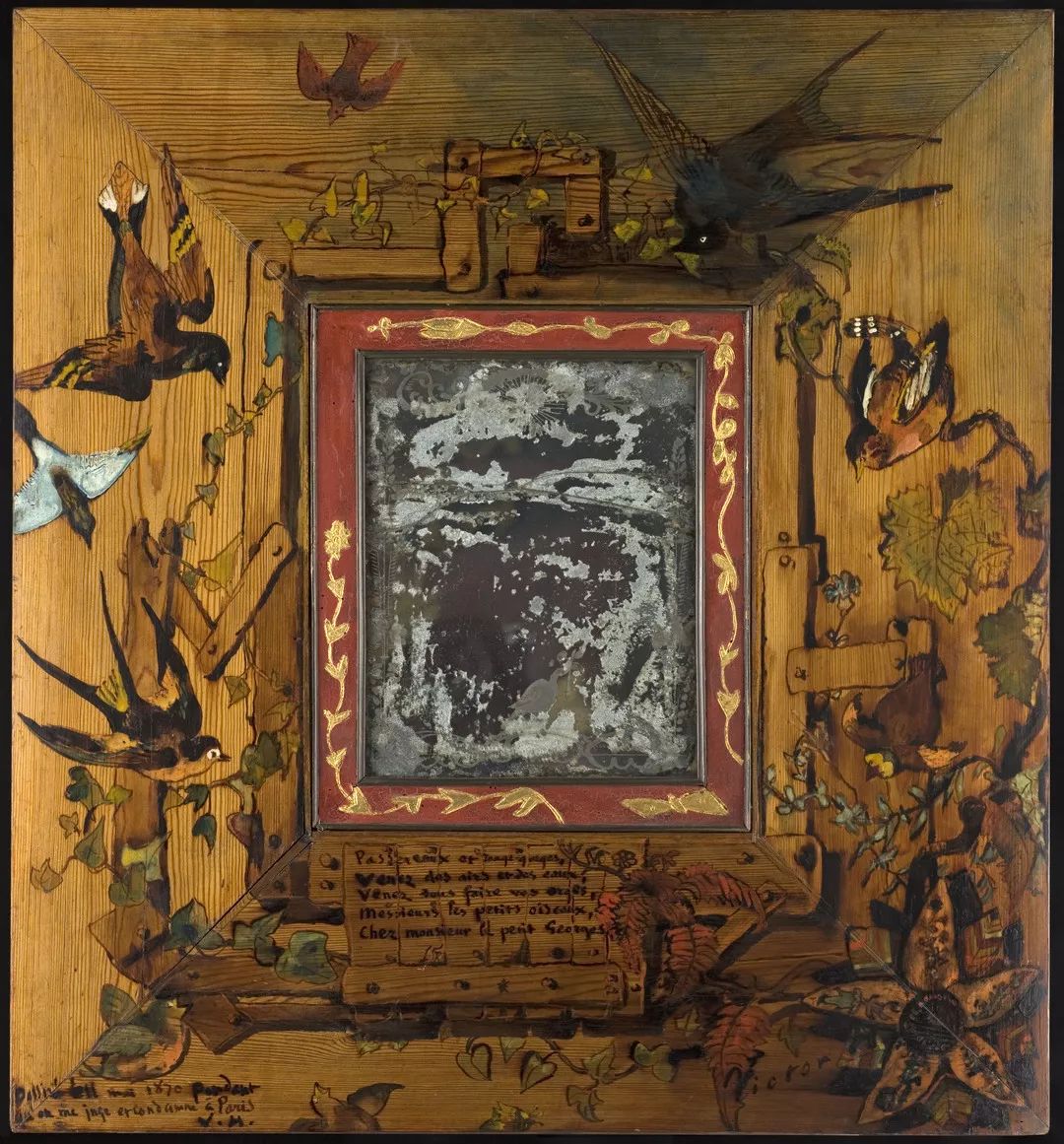 鸟镜,1870年维克多·雨果/制,上色木制,玻璃这面镜子是雨果流亡期间