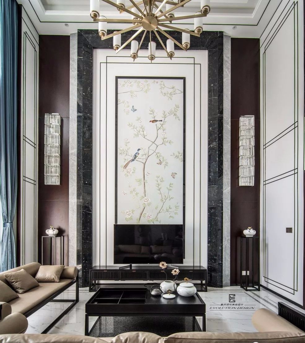 挑空客厅背景墙打造空间高调之美