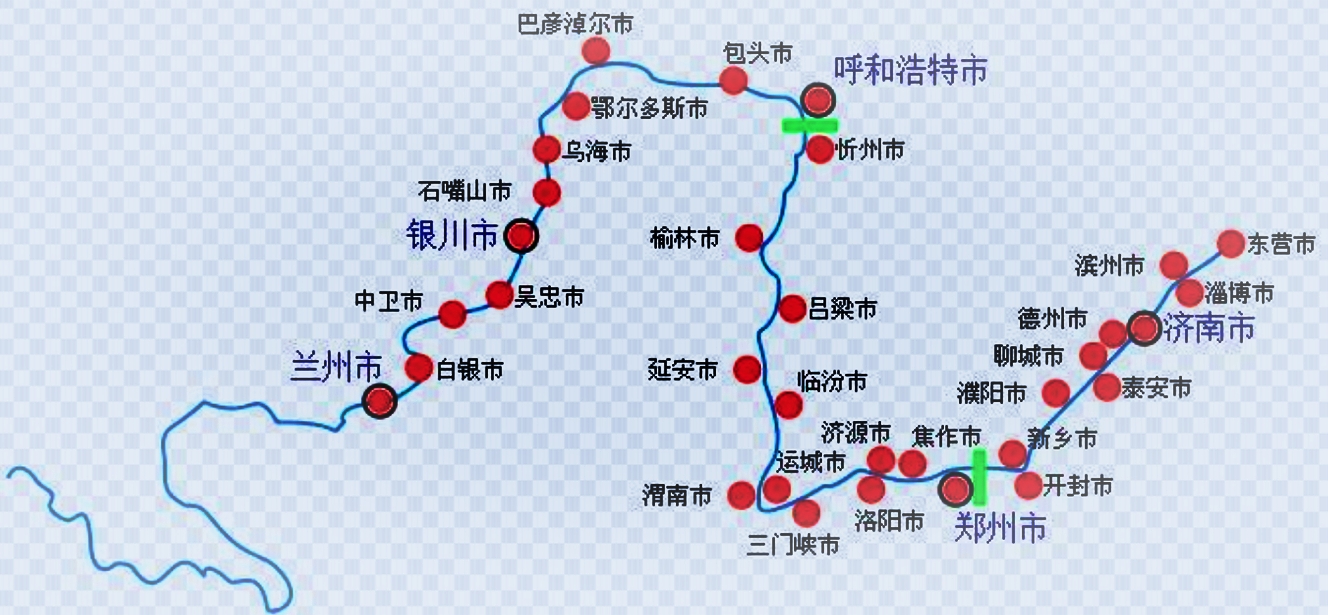黄河流经线路图图片