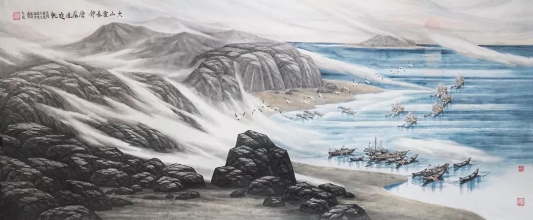 快讯情溢海色邓子敬山水画五长卷展在海南省博物馆开幕