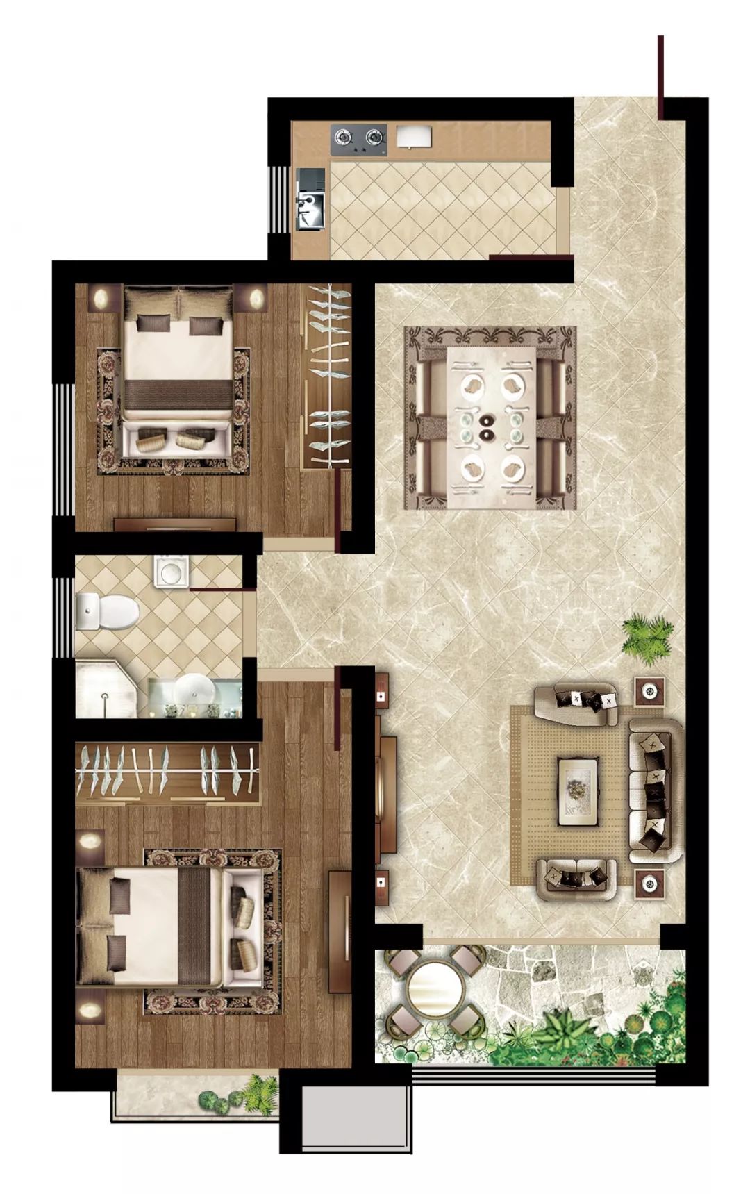 图 | 华府御园·钓鱼台建筑面积约93㎡户型品质三室:建面约119.