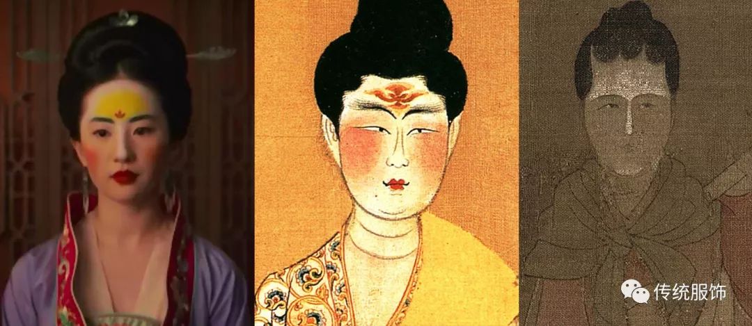 比如,《花木兰》那个"额黄妆".