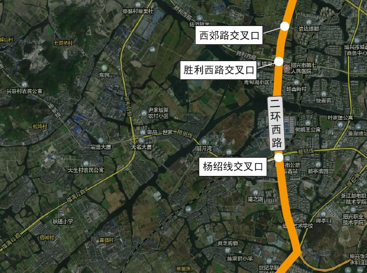 绍兴二环西路示意图