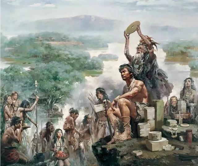 右边画面中,多数与左图相对相向的人物群像,描摹和刻画了良渚先民在