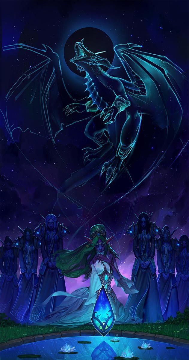 可以做手机壁纸的魔兽世界作品国外插画师绘制伊瑟拉陨落图