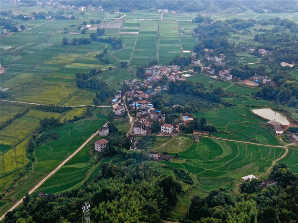 最新航拍万载双桥一原生态小山村的山水美景画面太美不敢看