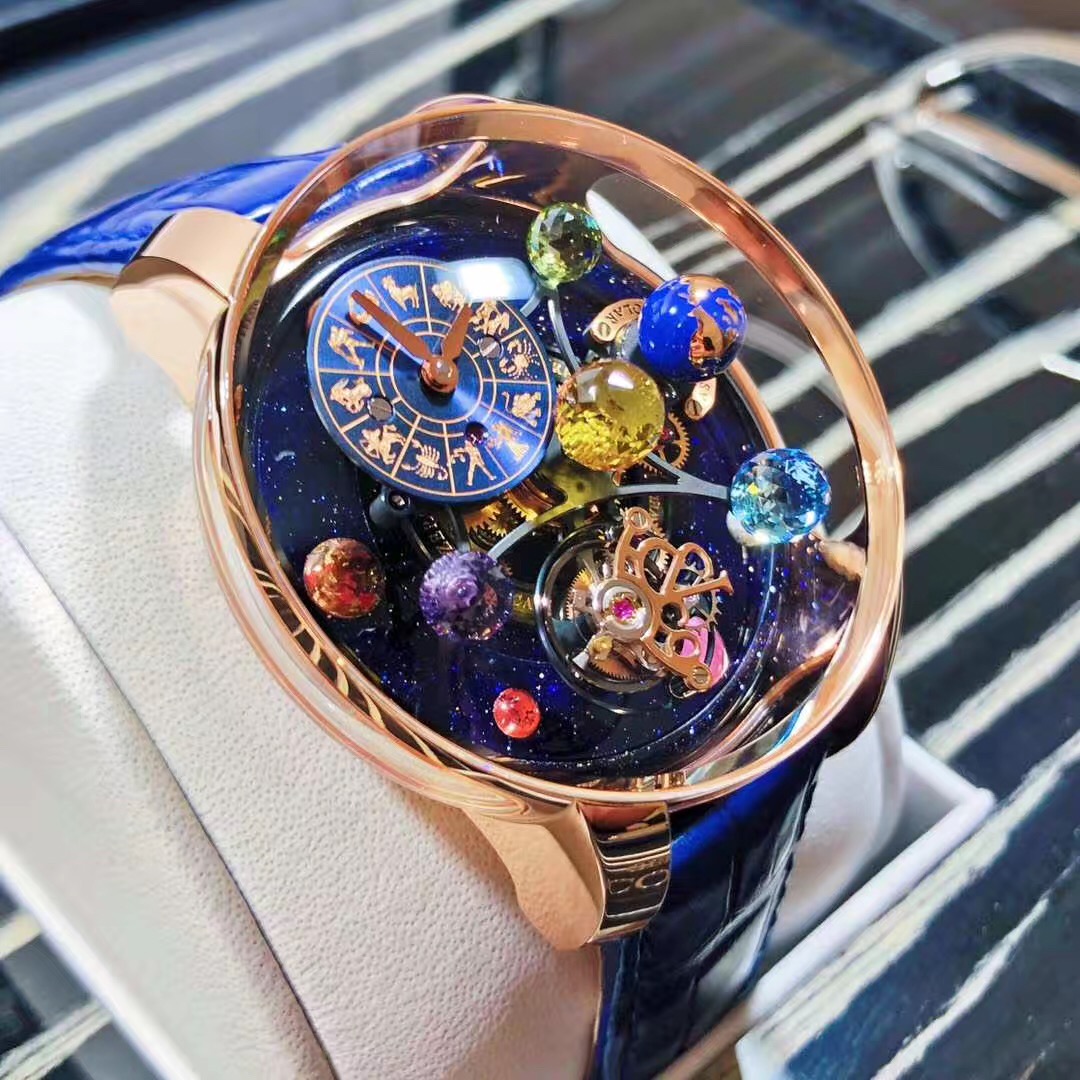 2019年最新款jacobco捷克豹天体陀飞轮玫瑰金45mm十二星座版限量101支