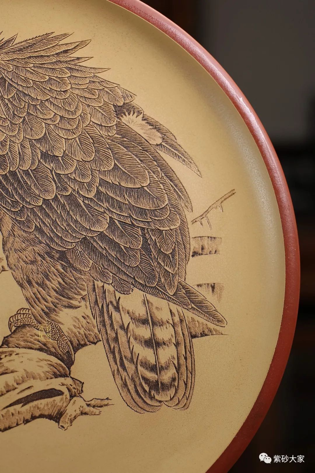 紫砂臻品张志宝陶刻挂盘雄风