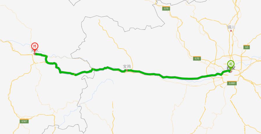 西安到天水340公里左右,从西安市区出发向西驾驶,进入西安绕城高速,在