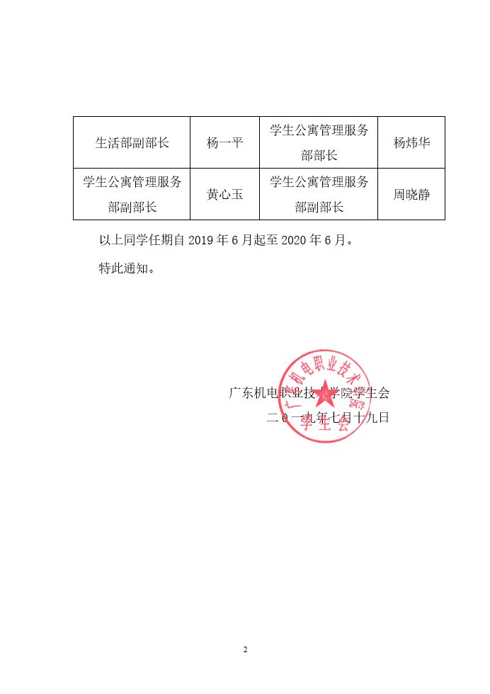 关于校团委,校学生会部门学生干部任职通知