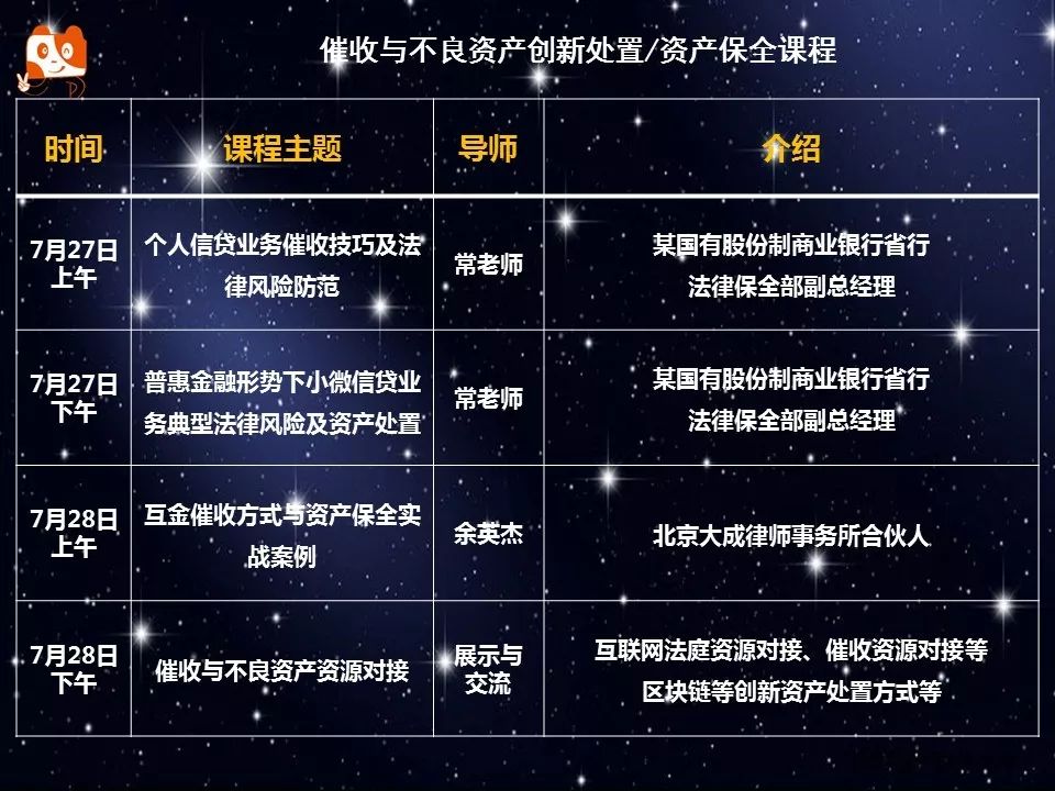 2019催收与不良资产创新处置及资产保全专题培训7月2728日北京