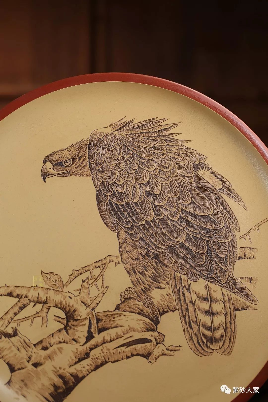 紫砂臻品张志宝陶刻挂盘雄风