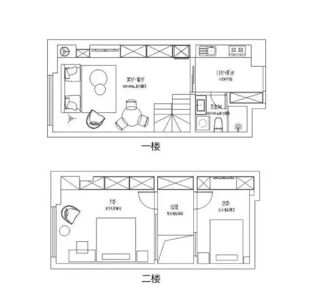 70平米复式楼设计图图片