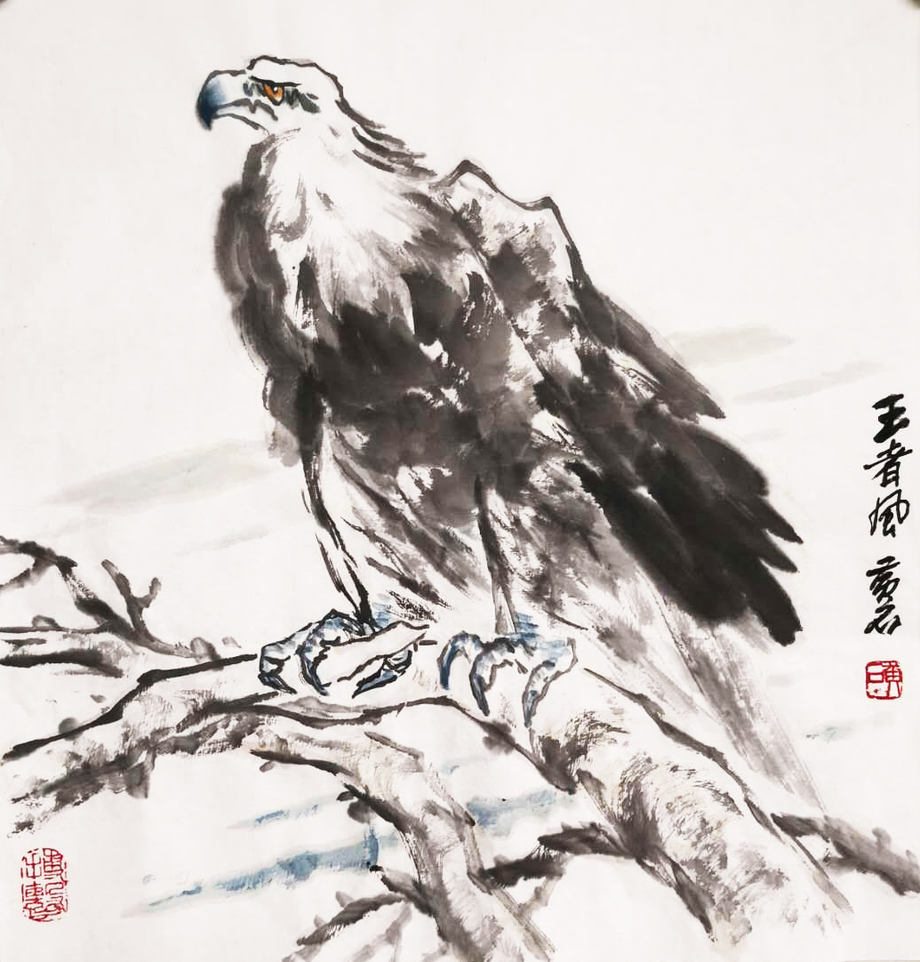 陕西画家黄石的鹰画图片