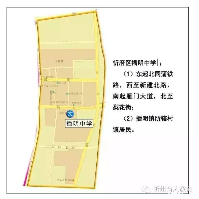 忻州小学片区划分图图片