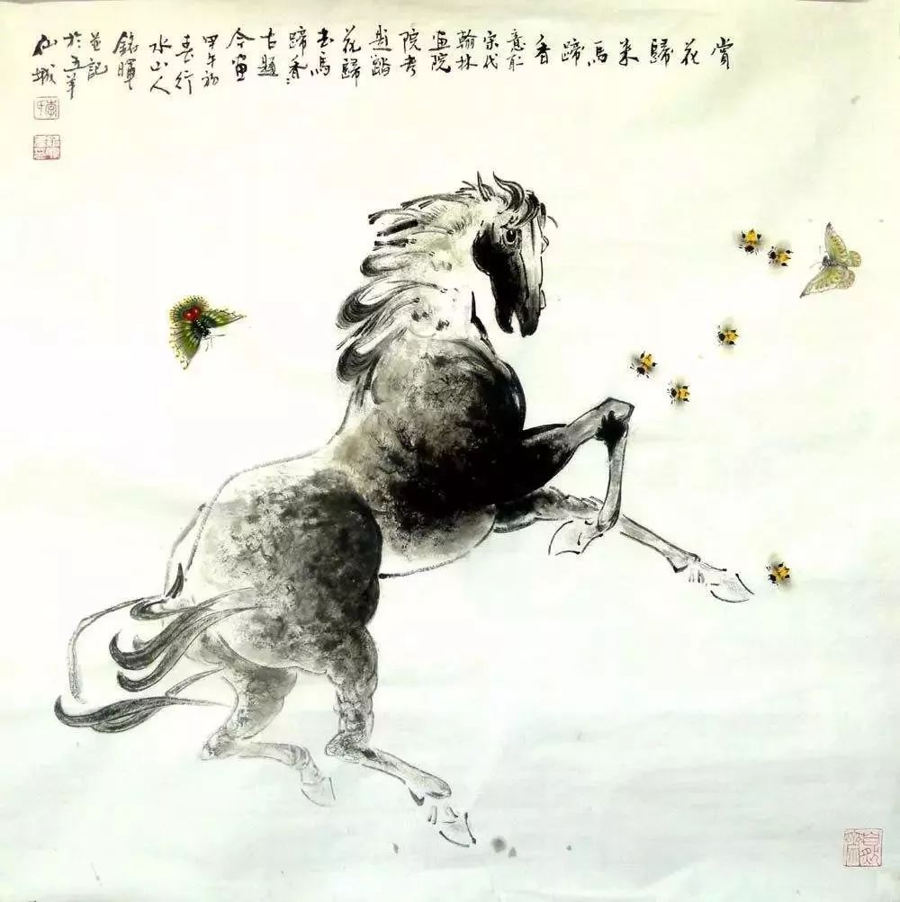 踏花归来马蹄香 国画图片