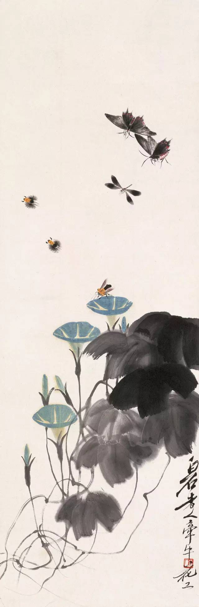 一百幅国画牵牛花太美了