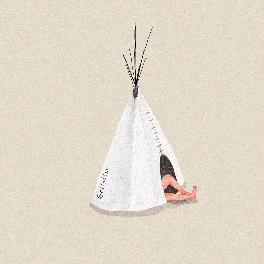 极简风格插画简单可以治愈心灵的繁复