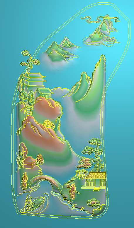 大橙子精雕记录大山水浮雕拼图设计