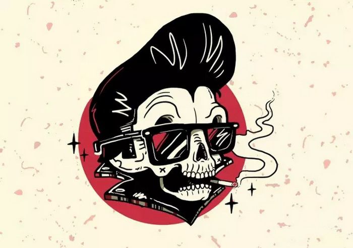 酷酷的骷髅头怪兽创意潮流t恤图案素材设计