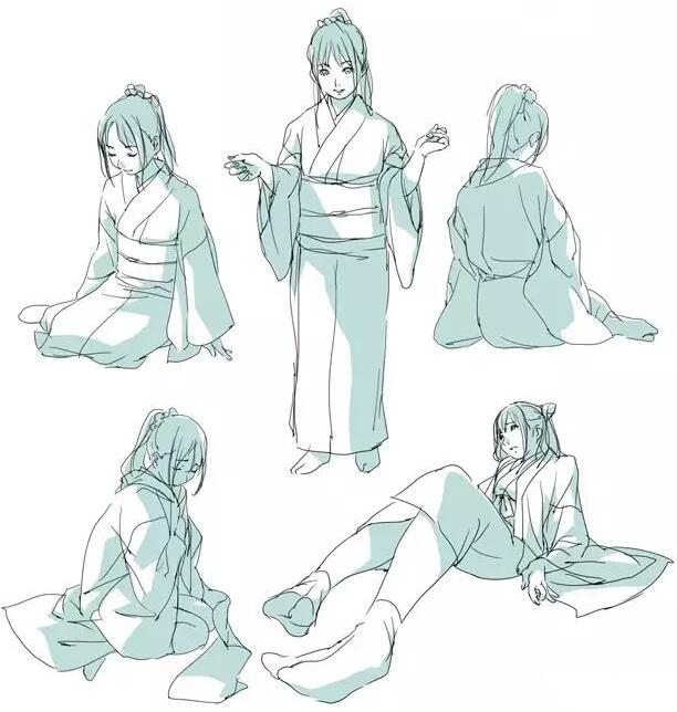 动漫里面的和服怎么画