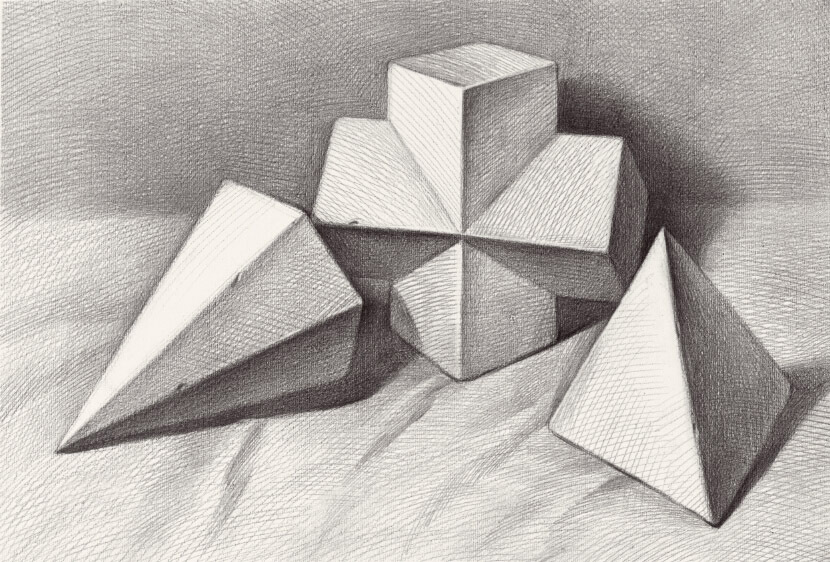如何画素描石膏?几何体素描怎么画?