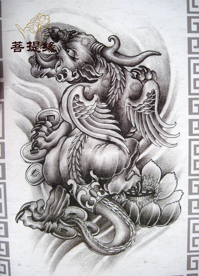 67我是雕刻师菩提缘工艺供稿白描般若象神纹身雕刻素材第七期