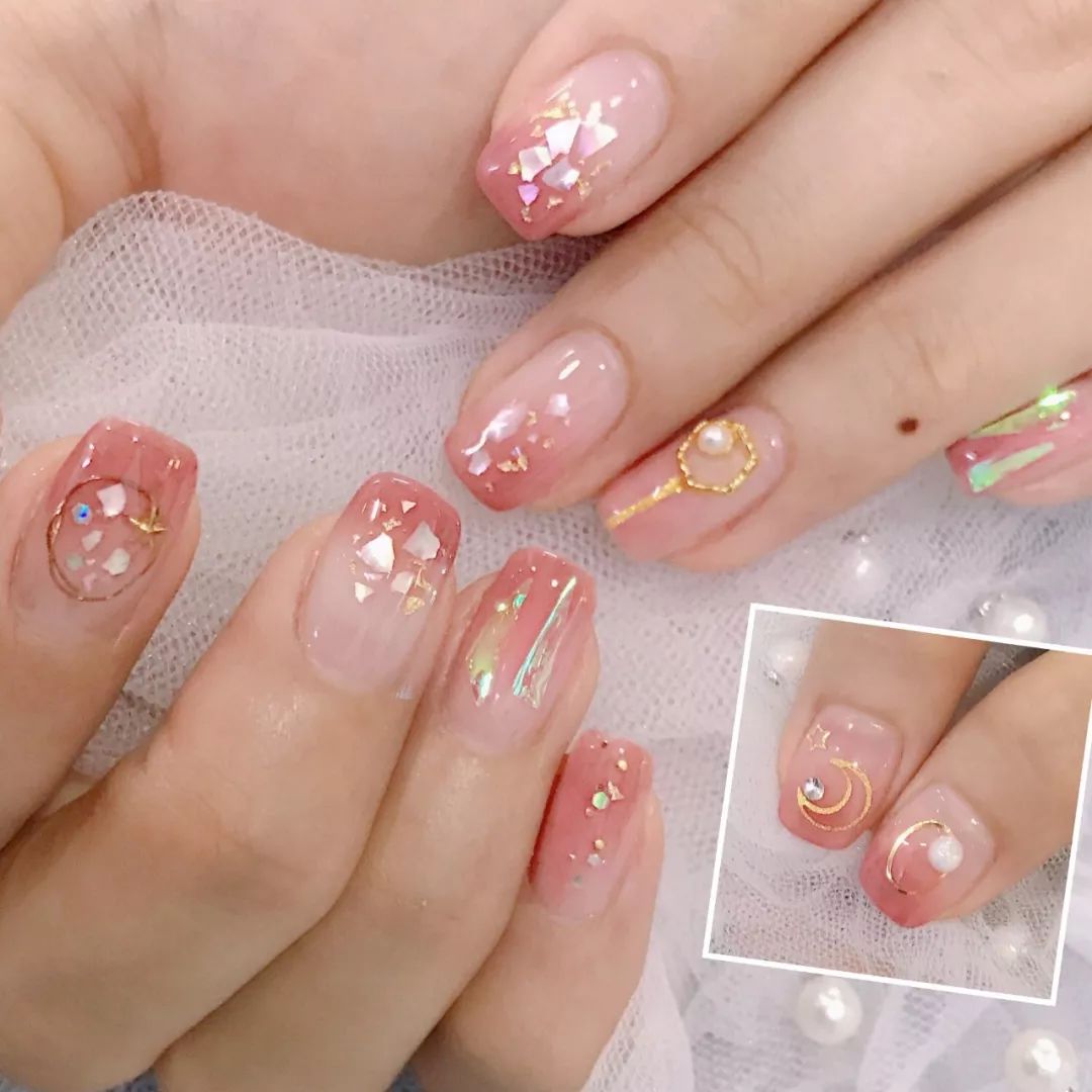 超好看的夏季金箔美甲小仙女必备款