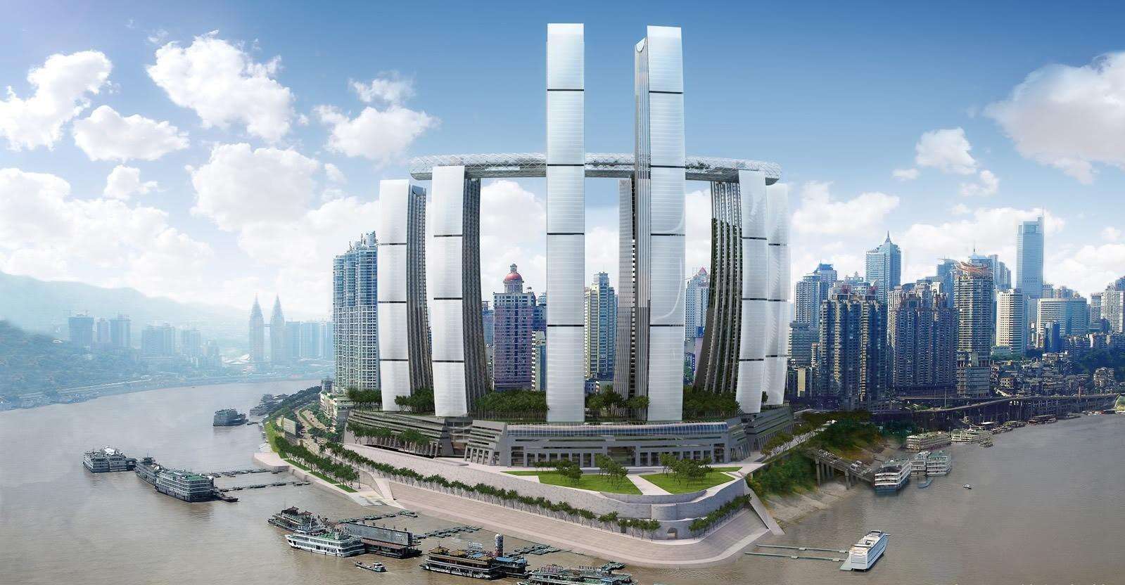 重庆朝天门崛起新地标250米高空惊现横向摩天大楼老外表示惊呆了