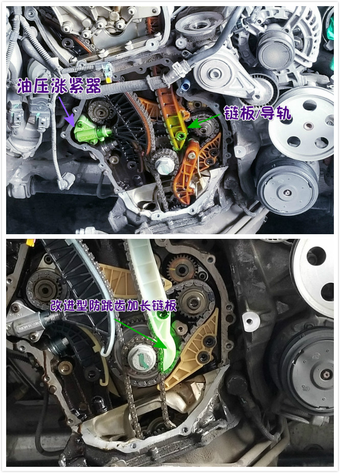 老款奧迪a4l到達10w公里正時鏈條異響問題換改進型正式套解決