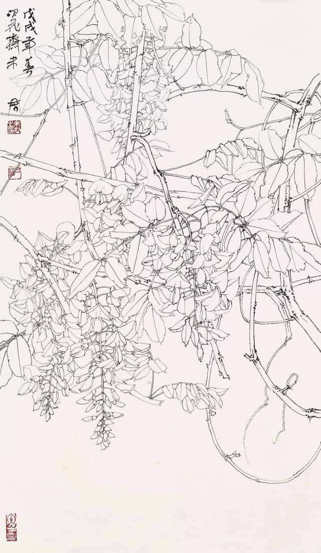品鉴|书画家未君:紫云深处雨潇潇(高清大图)_紫藤