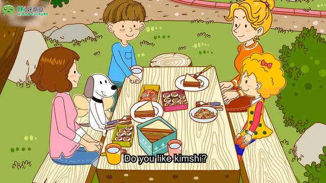 场景二:野炊中.爸爸咬了一口,觉得还不错:"its good."(很好吃.