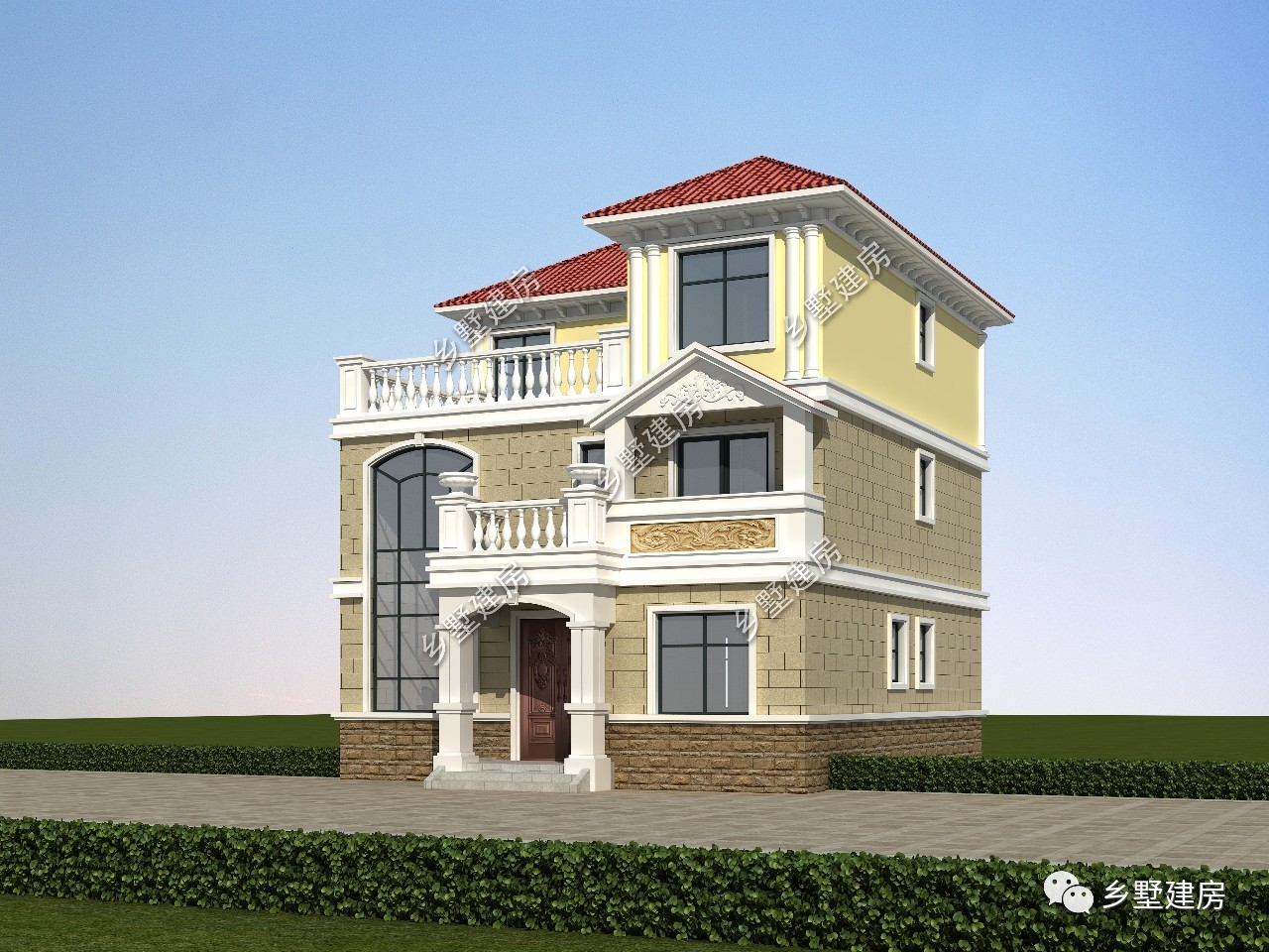 10x12米的简欧别墅,惊艳的色调,农村的流行风格