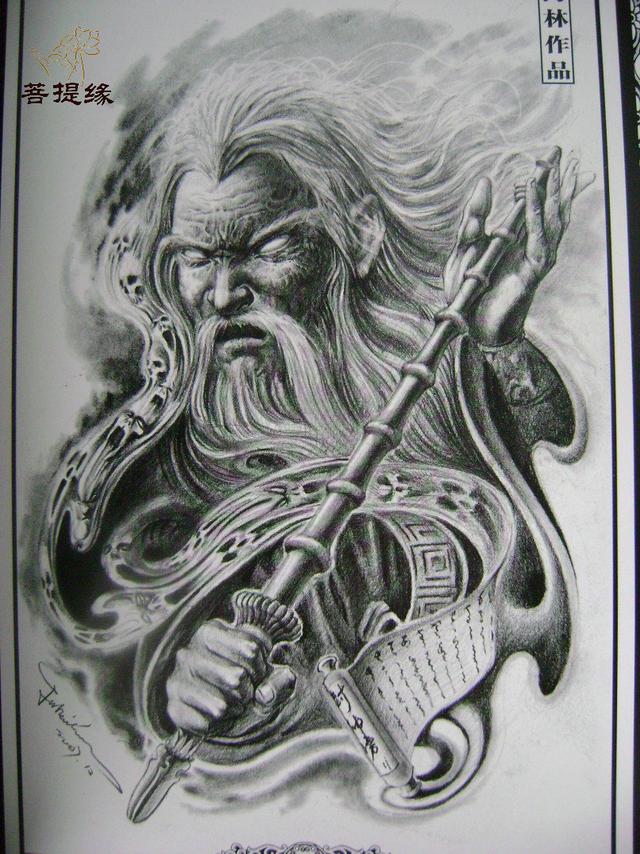 我是雕刻师,菩提缘祥瑞纹身雕刻素描手稿