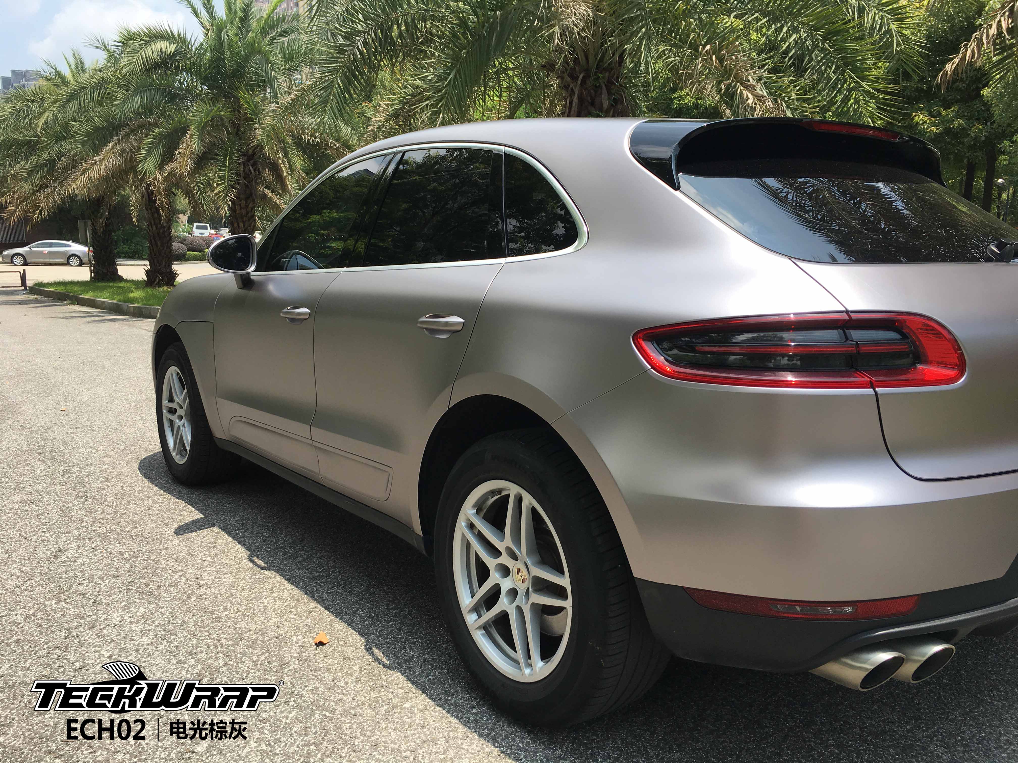 保时捷macan汽车改色贴膜teckwrap美国秃鹰ech02电光棕灰
