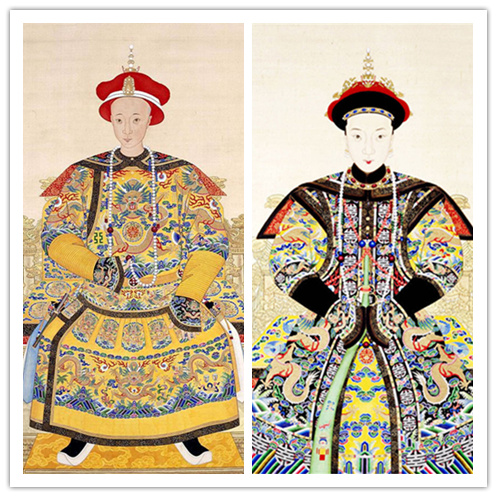 清德宗(光绪):爱新觉罗·载湉以及孝定景皇后:叶赫那拉·静芬画像和