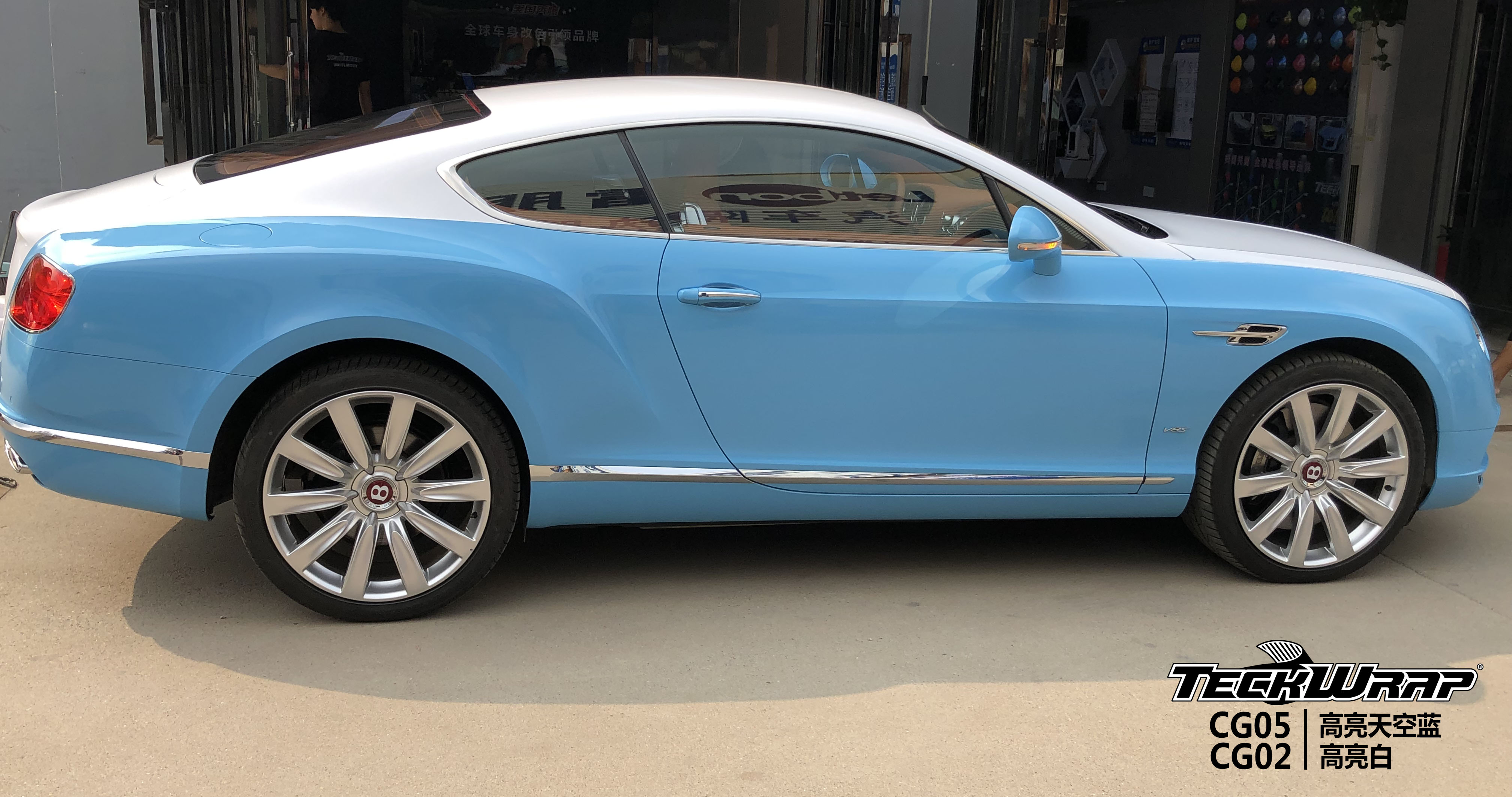 宾利欧陆汽车改色贴膜teckwrap美国秃鹰cg05拼cg02