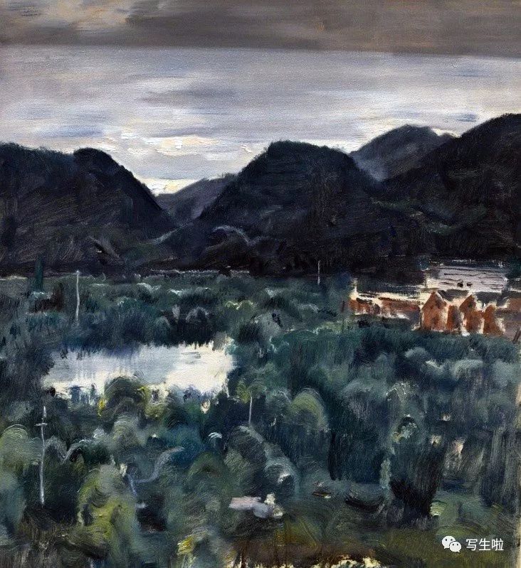 王羽天 2019年50cm×60cm《海龙屯遗址》遵义写生作品王羽天,1960 年