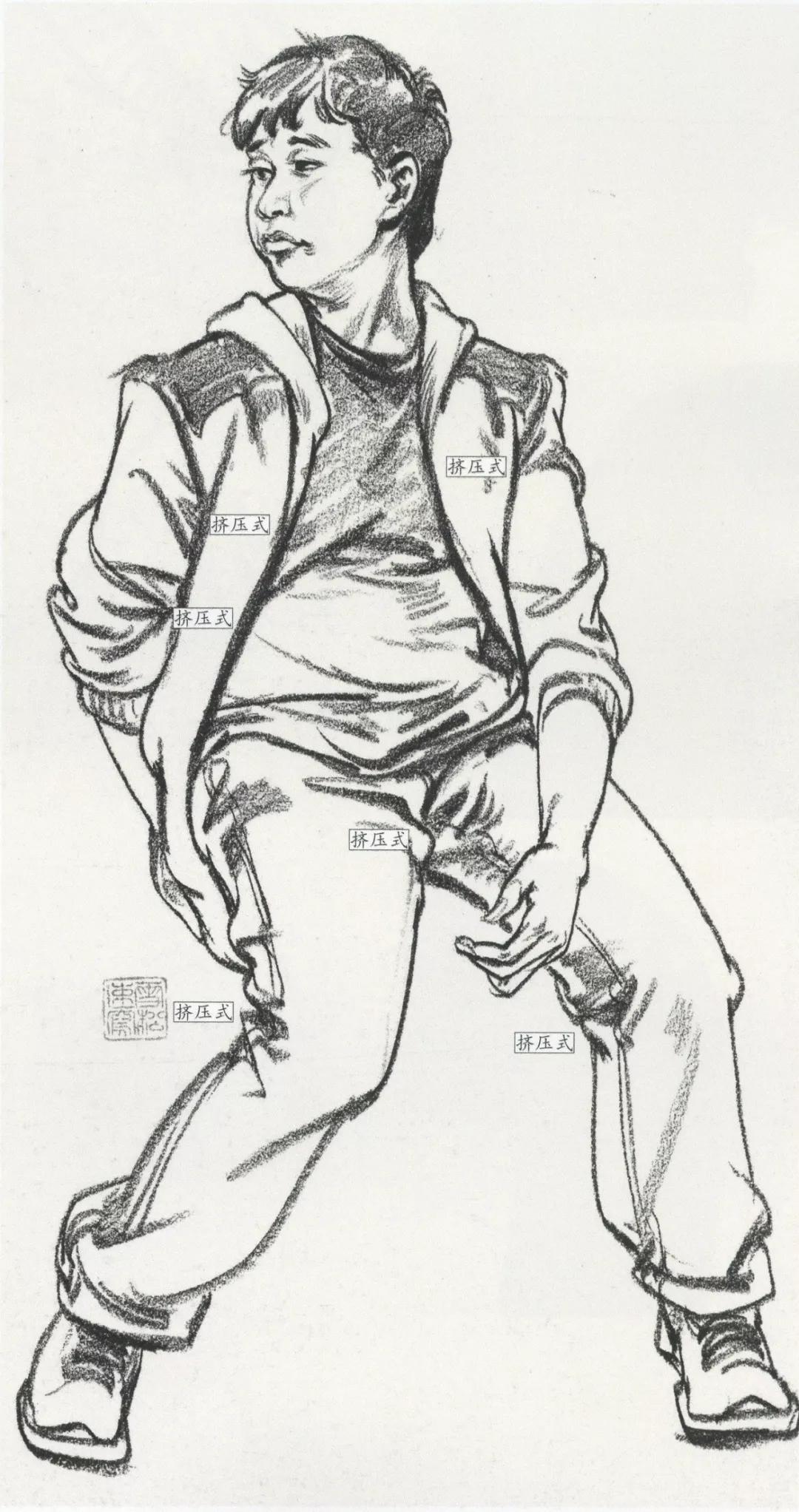 超强干货丨速写局部细节之扇形衣褶