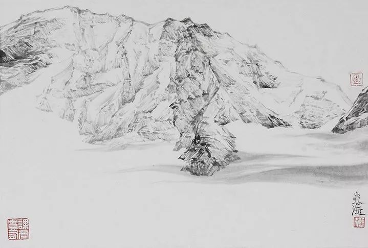 雪山速写 17×34cm2017年