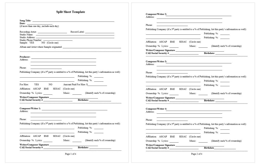如何决定split sheet比例?